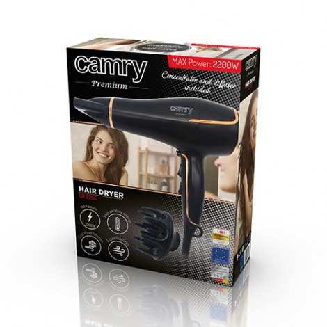 Camry | Hair Dryer | CR 2255 | 2200 W | Number of temperature settings 3 | Diffuser nozzle | Black - 6
